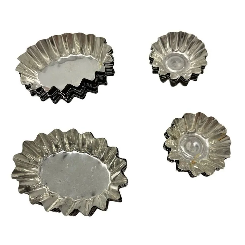 Vintage Sweden Ribbed Fluted Mini Aluminum Tartlet Mold Lot of 42 Various Shapes